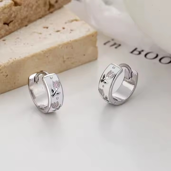 Forever My Rose Hoop Earrings